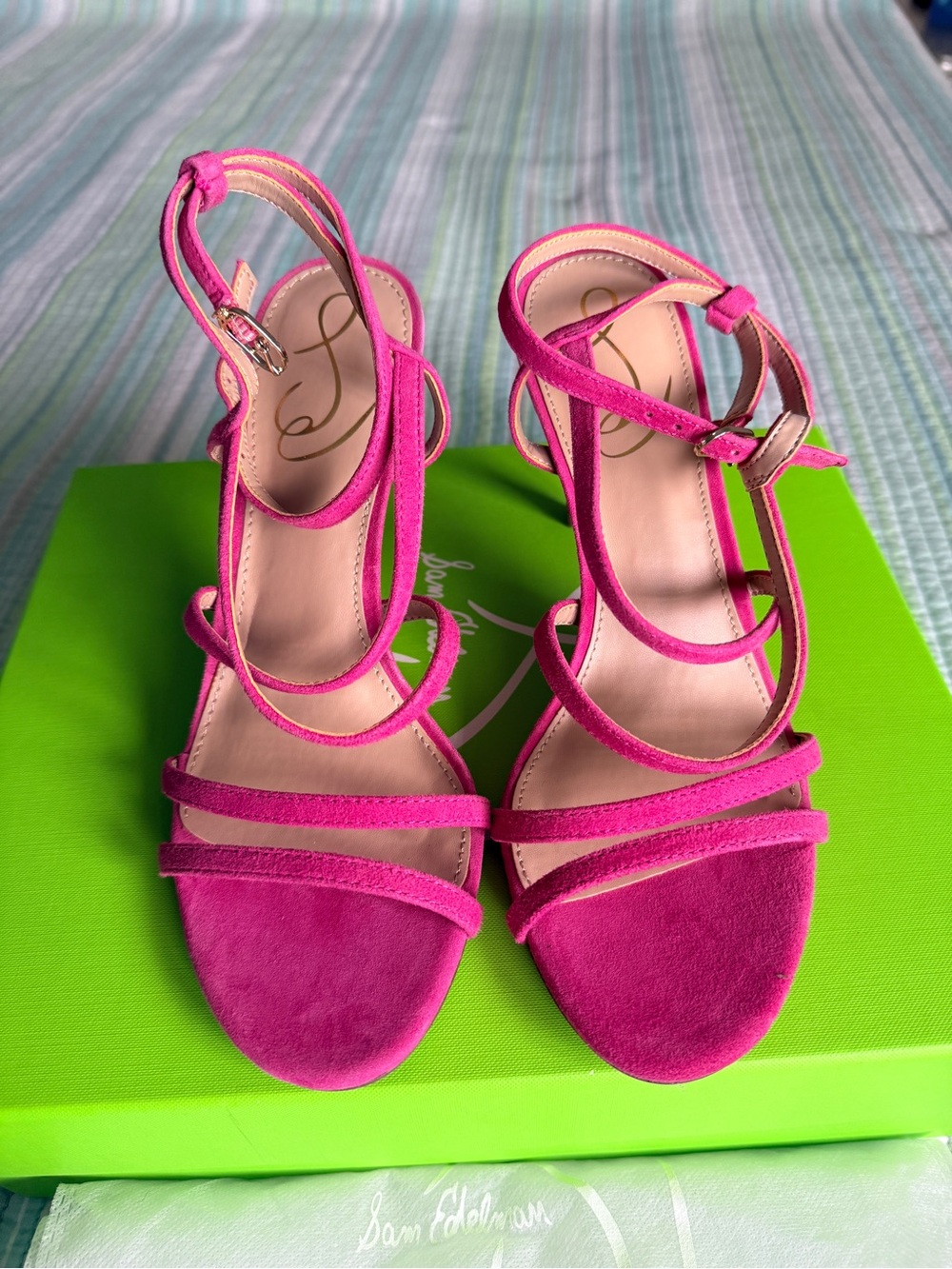 Sam Edelman Hot Pink Suede Strappy Heels